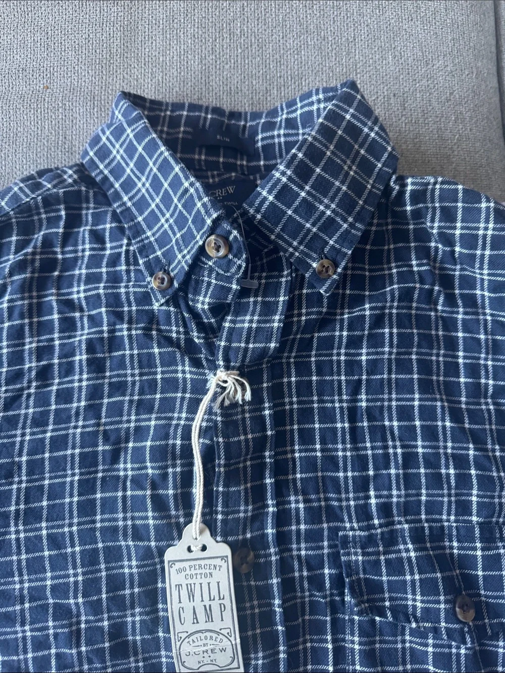 J. Crew Navy and White Checked Button-Down Shirt